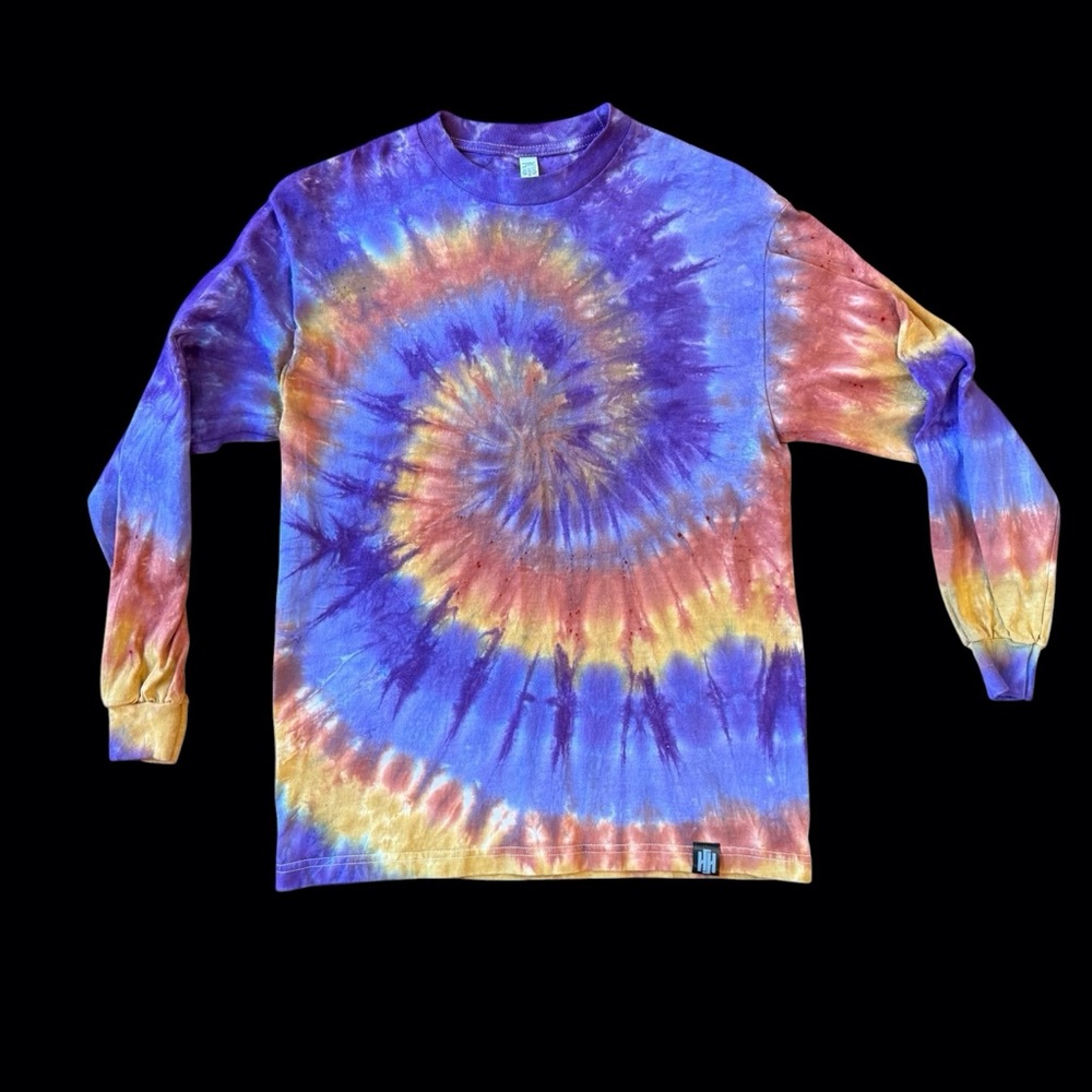 Haus of Hendo Hand Dyed Tie-Dye Long Sleeve Shirt - Purple, Orange, Yellow